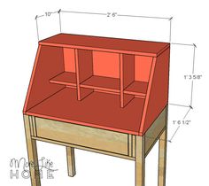 the plans for a children's desk with shelves