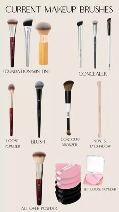 Glow Up Must Haves, Hair Must Haves, Affordable Makeup Brushes, Essential Makeup Brushes, Makeup Brushes Guide, Simple Makeup Tips, Makeup Books, Makeup List