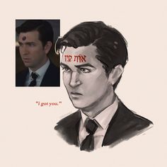 a drawing of a man in a suit and tie with the caption'i got you '