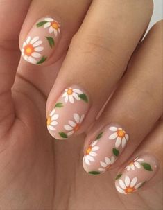 Adorable Nails, Neat Nails, Ideas Uñas, Shellac Nails, Flower Nail Art, Oval Nails, Cute Nail Art, Nail Art Ideas, Floral Nails