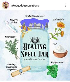 Spell Jar Recipes, Health Spell, Witches Jar, Spell Bottles, Candle Magic Spells, Witch Bottles