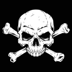 a skull and crossbones on a black background