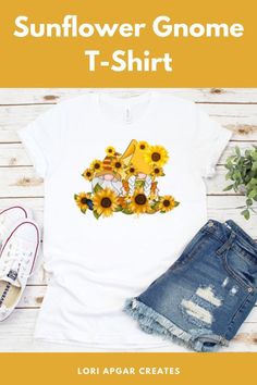 The Sunflower Gnome design is perfect for spring summer and fall. This peace love and sunshine shirt is available in white, grey or yellow. This t-shirt is unisex and everything you’ve dreamed of and more. It feels soft and lightweight, with the right amount of stretch. It’s comfortable and flattering for all.