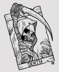 Dark Skeleton Art, Tortured Soul Art, Eye Ball Tattoo Design, Creepy Tattoo Designs Drawings, Tarot Tattoo Ideas, Cute Creepy Tattoos, Movie Character Tattoos, Grim Reaper Drawing, Whimsical Tattoos