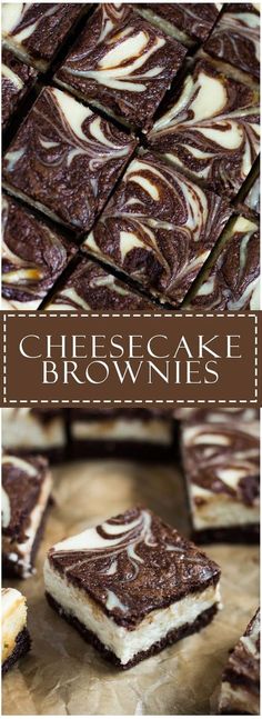 cheesecake brownies with chocolate swirl on top