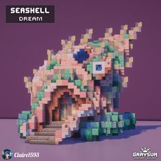 the cover of seashell dream magazine, featuring an image of a building made out of blocks