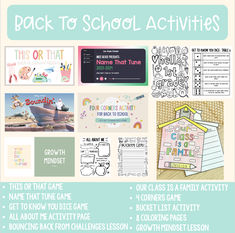 the back to school activities are displayed in this poster, with text and pictures on it