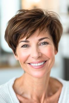 Full Textured Pixie Hairstyle For Older Women. Hairstyle For Older Women, Short Layered Hairstyles, Youthful Hairstyles, Textured Pixie, Hairstyles For Older Women, Short Silver Hair, Shaggy Short Hair, Long Face Hairstyles, Layered Hairstyles