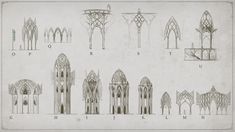 an old drawing of gothic architecture and its architectural features, from the earliest century to the present day