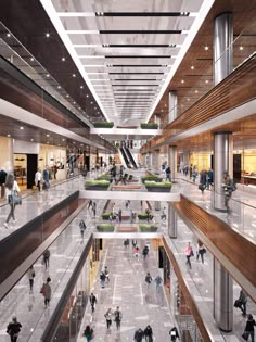 an overhead view of people walking through a mall