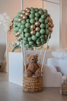 Don't miss this cute hot air balloon baby shower! The balloon decor is fabulous! See more party ideas and share yours at CatchMyParty.com Hot Air Balloon Party Decorations, Air Balloon Party, Baby Shower Party Ideas, Shower Party Ideas