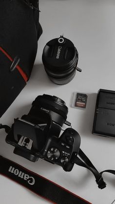 a camera and other items on a table