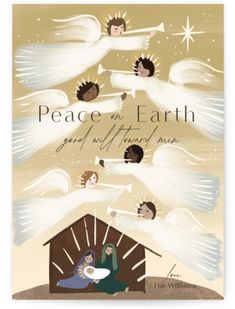 a christmas card with an image of the birth of jesus