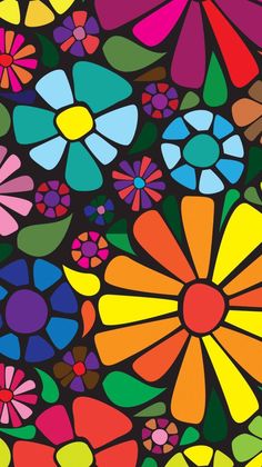 an image of colorful flowers on a black background in the style of stained glass art