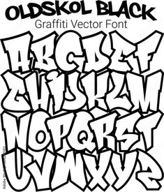 an old school graffiti font in black and white with the lowercase letters below it