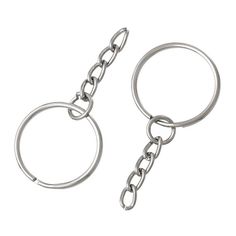 10 pcs. - Silver Tone Split Key Chain rings with Chain- 48x23mm Chain Rings, Ring Keychain, Jewelry Findings, Key Rings, Key Chain, Antique Silver, Ash, Silver Tone, 50 %