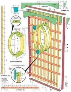 the diagram shows how to build a garden trellis with wood slats and lattices