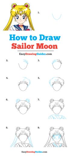 how to draw sailor moon step by step instructions for children and adults in easy steps