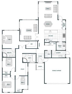 the floor plan for an apartment with three bedroom and two bathroom areas, including one living room