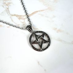 With this stainless steel pentacle necklace, wearing your jewelry will be part of your daily magical ritual! Made of stainless steel, it is a high-quality and durable necklace you'll wear every day.  The pentacle symbolizes the five elements united (air, water, earth, fire, and ether). It's the perfect witchcraft jewelry to feel connected to your path. Why should you adopt it? the style of the thick chain the durability of stainless steel, to feel even more connected to your magickal path, the u Adjustable Gothic Stainless Steel Necklace, Gothic Engraved Stainless Steel Jewelry, Gothic Stainless Steel Engraved Jewelry, Nickel Free Gothic Stainless Steel Necklaces, Gothic Stainless Steel Nickel-free Necklaces, Gothic Stainless Steel Nickel-free Necklace, Witchcraft Jewelry, Witchcraft Symbols, Pentacle Necklace