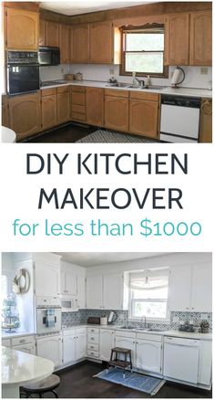 the before and after pictures of a kitchen makeover for less than $ 10, 000