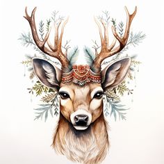 a drawing of a deer with antlers on it's head