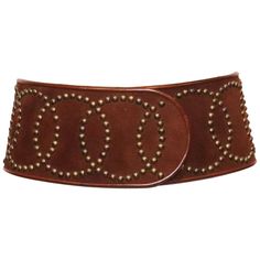 Galanos Large Brown Wide Belt With Bronze Studs. Vintage belt from 1980s in excellent condition Measurements: Longest length - 28.3 inches Shortest length - 27 inches Height - 4 inches Luxury Embroidered Brown Belts, Alligator Belt, Purple Belt, Hermes Belt, Suede Belt, Louis Vuitton Belt, Vintage Belt, A Frog, Vintage Belts