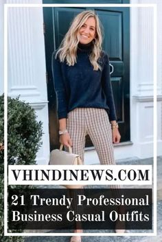 What to Wear in Office for Women: 21 Amazing Business Casual Outfits 44 Office For Women, Business Casual Outfits Winter, Cute Business Casual, Fall Business Casual Outfits, Casual Friday Outfit, Office Attire Women, Preppy Business Casual, Business Casual Dress Code, Business Casual Winter