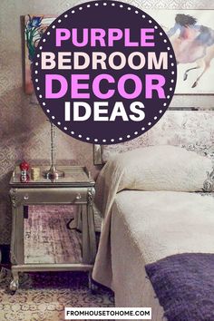 purple bedroom decor ideas with text overlay