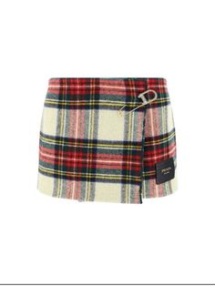 prada safety pin skirt Safety Pin Skirt, Prada Mini Skirt, Prada Skirt, Prada Mini, White Mini Skirts, Skirts White, Fit Woman, Wool Mini Skirt, Tartan Pattern