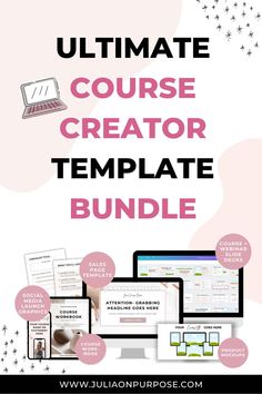 the ultimate course creator template bundle for adobe, wordpress and other graphic projects with text overlay