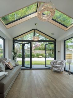 Solid Roof Conservatory Extension with Bi-Fold Doors opening up to the garden. Room Extensions, Sunroom Designs, House Extension Design, House Extension, Extension Ideas, Kitchen Extension, House Extensions