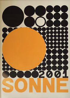 an orange circle surrounded by black dots on a white background with the word sonne