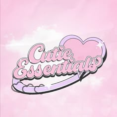 a pink background with the words cute essentials on it and a heart in the middle