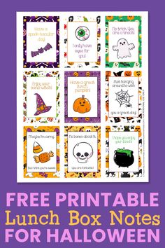 the free printable lunch box notes for halloween is an easy way to teach kids how to