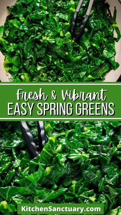 fresh and vibrant easy spring greens in a white bowl