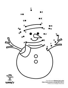 the dot to dot snowman is shown in black and white with dots on it