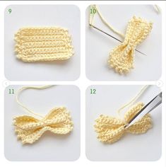 instructions to crochet a bow for a baby blanket