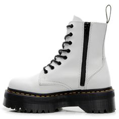 Lasaky - Genuine Leather High-Top Martin Boots with Thick Platform, Side Zipper, Chunky Sole, and Lace-Up Detail Dr Martin Boots, Boots Doc Martens, Women Shoes Black, Feather Shoes, Short Booties, Soft Leather Boots, Platform Boots Women, Punk Shoes, Half Boots