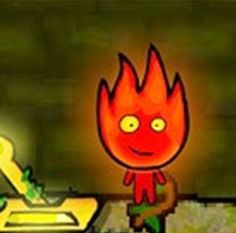 a cartoon character is standing in front of a fire