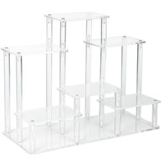 three clear acrylic shelvings stacked on top of each other in the same position