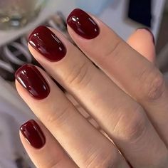 24pcs Solid Color Short Wine Red Nails Press on Fake Nails Set with Glue False Nail To Stick on Wine Nails, Easy Nails, Her Nails, Red Nail Polish