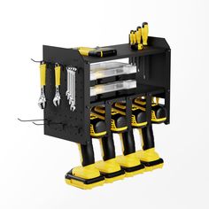 PRICES MAY VARY. Complete Accessories: (1 Set Organizer Only, Tools Are Not Included)The package includes all parts except the metal sheet: 11 M6 screws, 11 M6 nuts, M6, M10 wrenches, 3 hooks, 1 drill bit, and a screw kit with expansion plugs and self-tapping screws, which will greatly satisfy your installation needs Compact Design: This sleek black unit features a simple design, measuring 16.5" L, 7.9" W, and 12" H—about the size of a microwave; Its multiple holes and U-shaped elements maximize Tool Shelf, Power Tool Organizer, Drill Holder, Organizers Storage, Black Storage, Tool Box Storage, Tool Organizers, Garage Storage Organization, Storage Racks