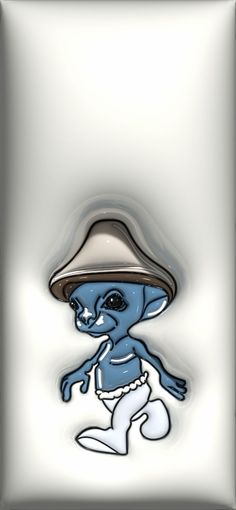 an alien with a hat on its head