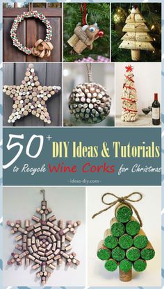 some wine corks are arranged in the shape of christmas trees and other things to make with them