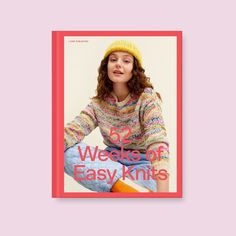 a magazine cover with a woman wearing a knitted sweater and hat sitting on the floor