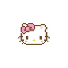 an image of a hello kitty with a pink bow on it's head and the words hello kitty