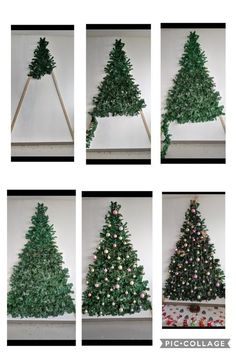 four different pictures of a christmas tree