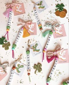 the contents of an assortment of brooches are laid out