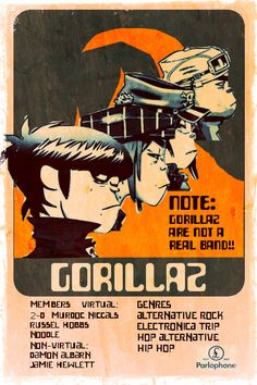 an old concert poster with the band gorillala2 on it's back side